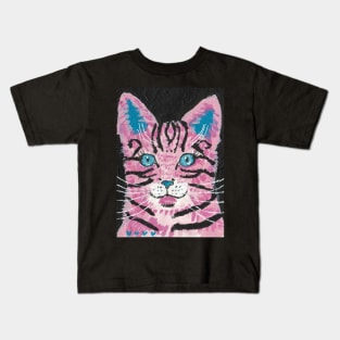 Pink Tabby cat Kids T-Shirt